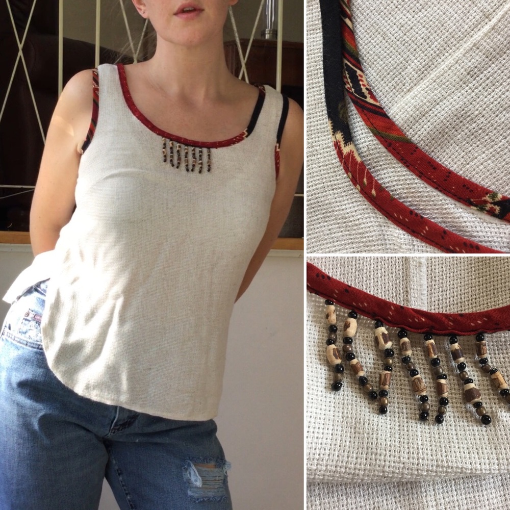 Linen Blend Vintage Tank Top